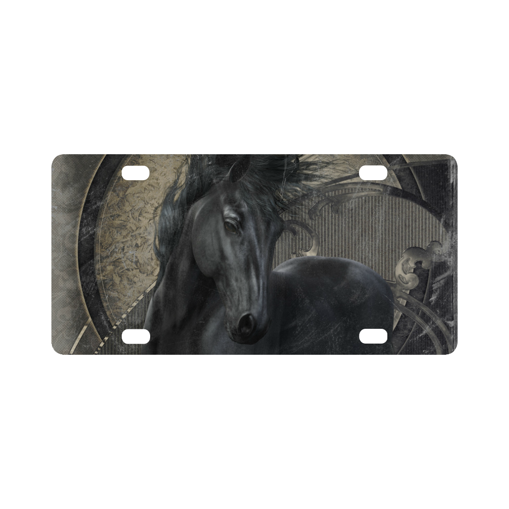 Gothic Friesian Horse Classic License Plate