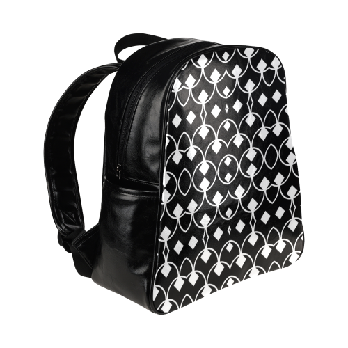 black and white Pattern 4416 Multi-Pockets Backpack (Model 1636)