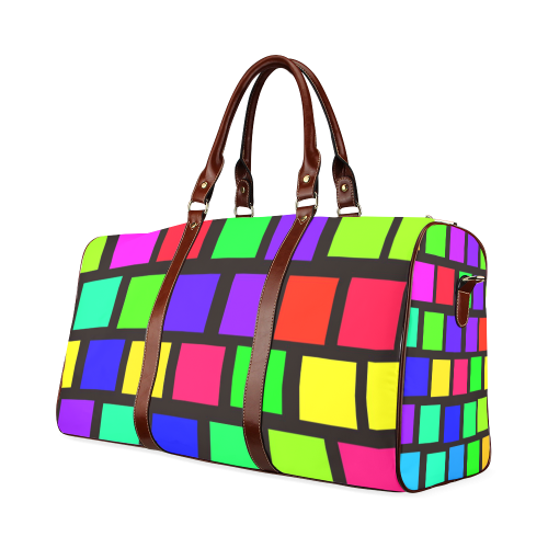 colorful checkered Waterproof Travel Bag/Small (Model 1639)