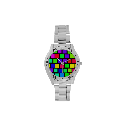 colorful checkered Men's Stainless Steel Analog Watch(Model 108)