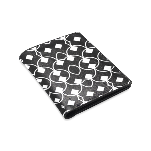 black and white Pattern 4416 Men's Leather Wallet (Model 1612)