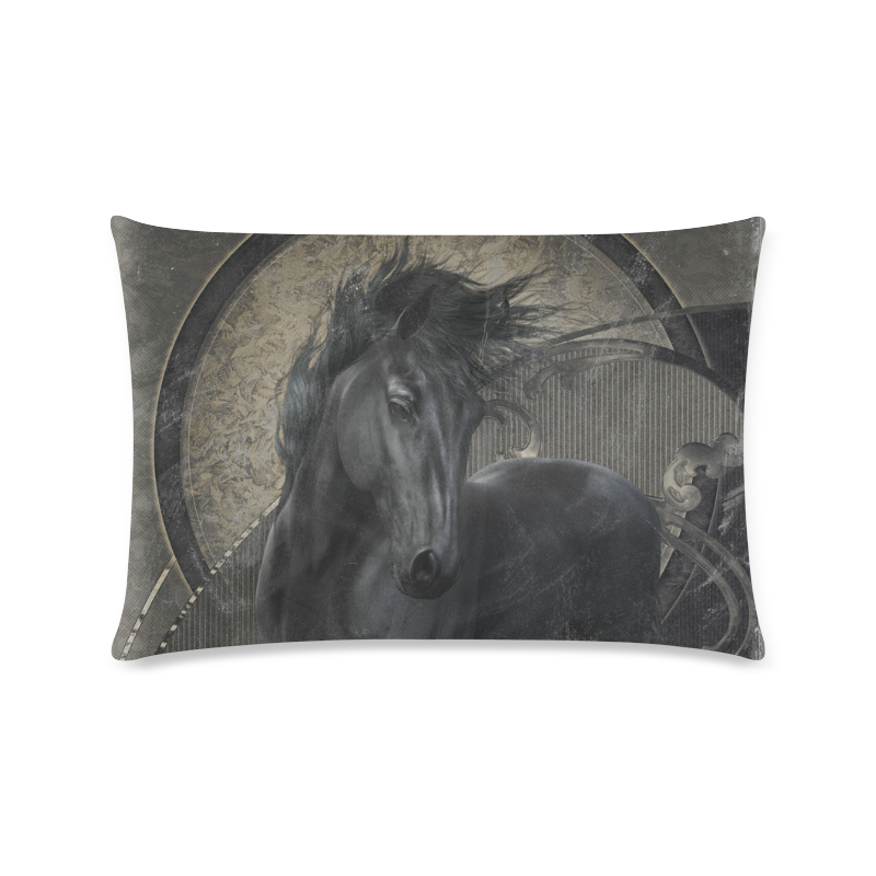 Gothic Friesian Horse Custom Rectangle Pillow Case 16"x24" (one side)