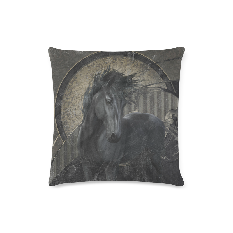 Gothic Friesian Horse Custom Zippered Pillow Case 16"x16"(Twin Sides)
