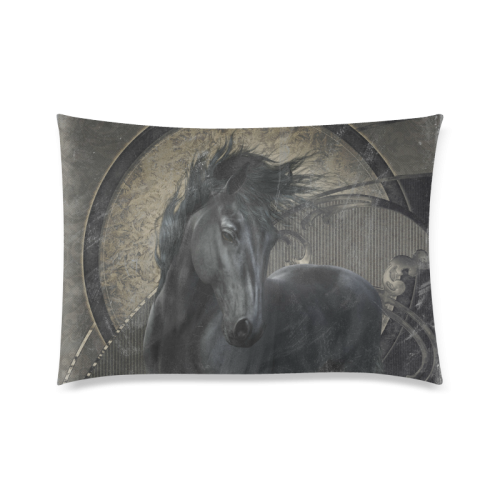 Gothic Friesian Horse Custom Zippered Pillow Case 20"x30" (one side)