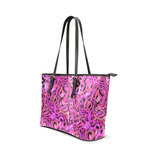 intricate emotions,hot pink Leather Tote Bag/Large (Model 1640)