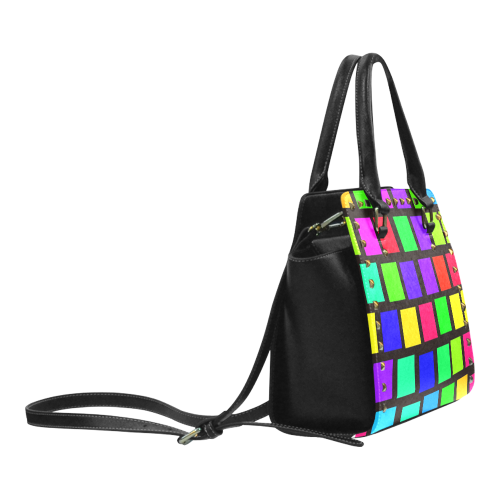 colorful checkered Rivet Shoulder Handbag (Model 1645)
