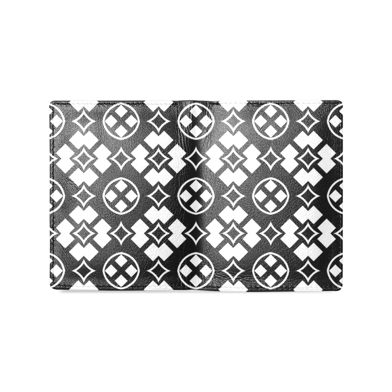 black and white Pattern 3416 Men's Leather Wallet (Model 1612)