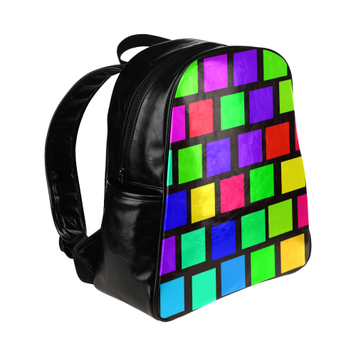 colorful checkered Multi-Pockets Backpack (Model 1636)