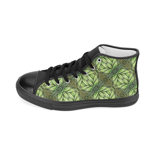 Mandy Green - Leaf Weave small foliage Women's Classic High Top Canvas Shoes (Model 017)