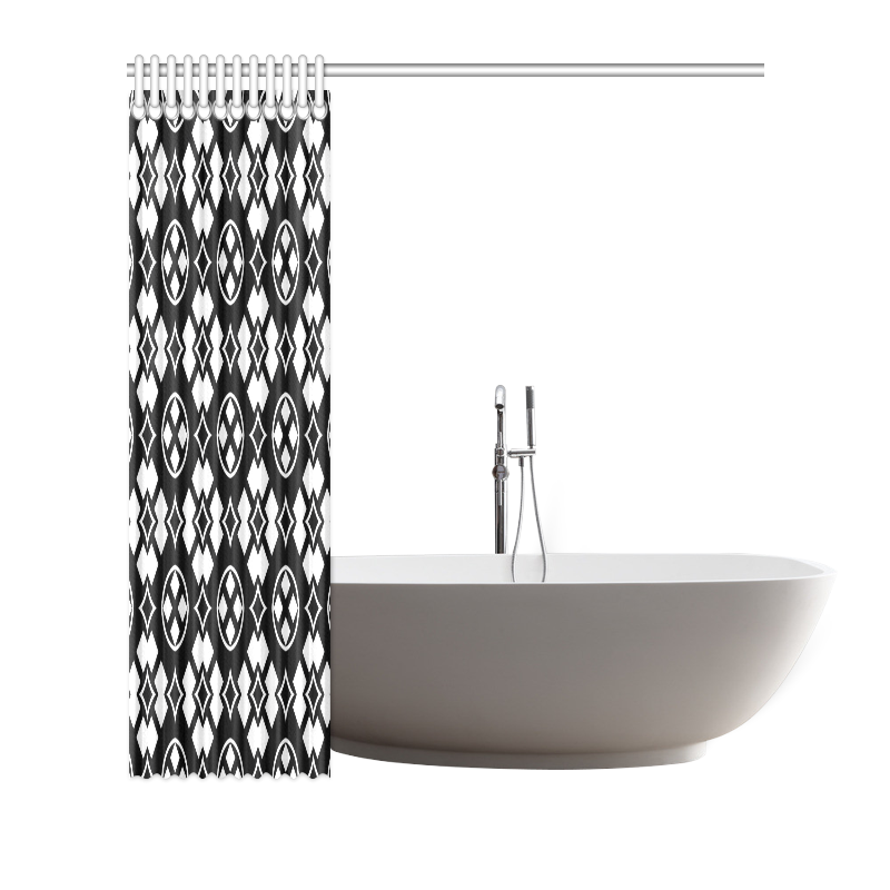 black and white Pattern 3416 Shower Curtain 66"x72"