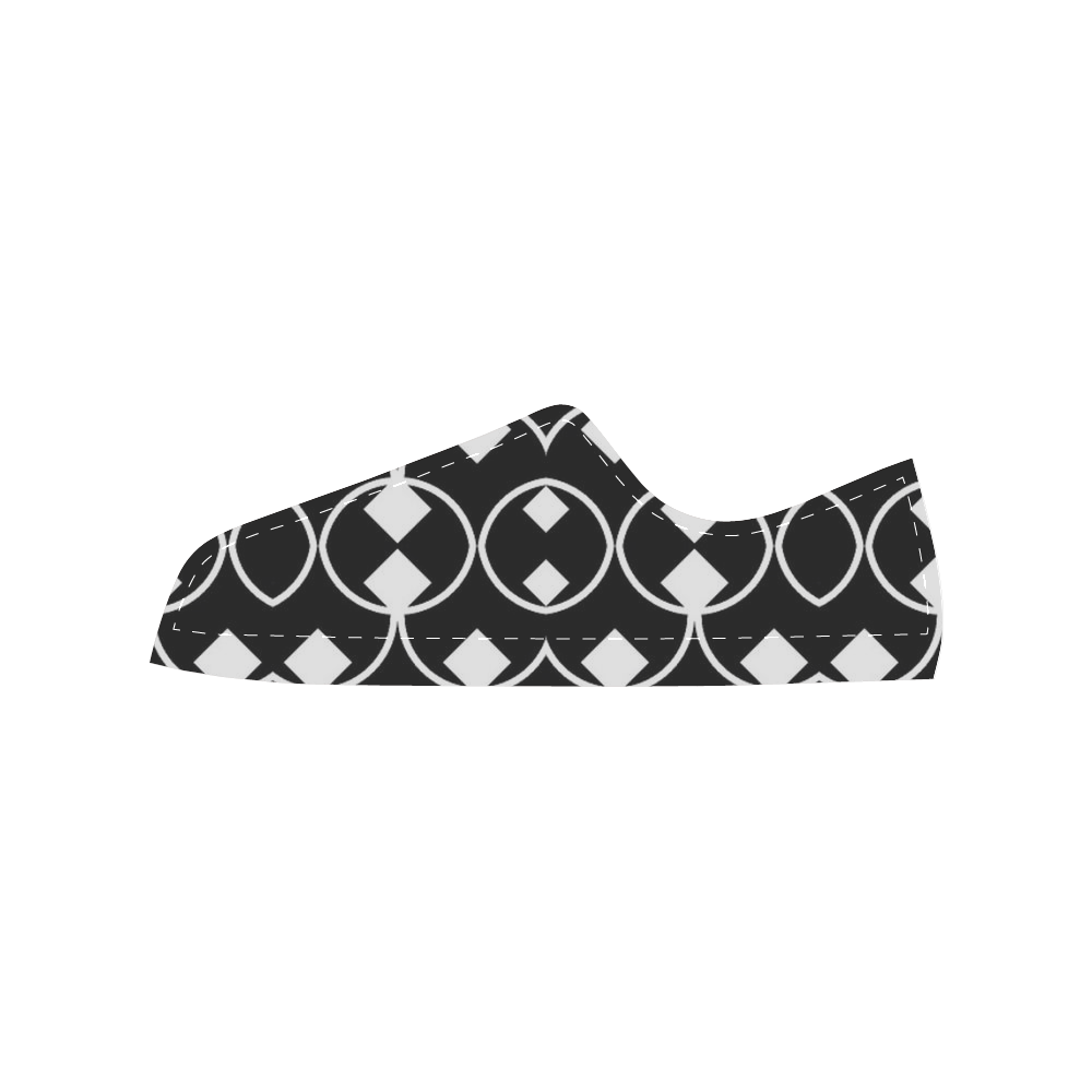 black and white Pattern 4416 Women's Classic Canvas Shoes (Model 018)
