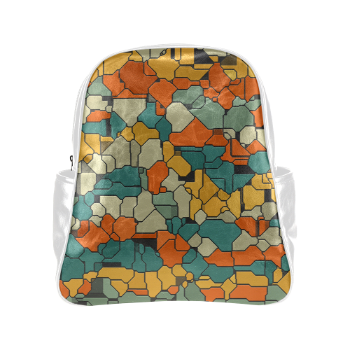 Textured retro shapes Multi-Pockets Backpack (Model 1636)
