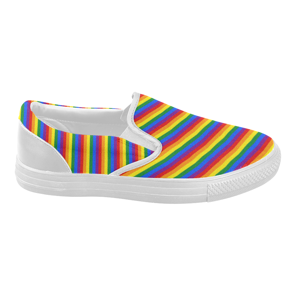 Gay Pride Rainbow Stripes Women's Slip-on Canvas Shoes (Model 019)