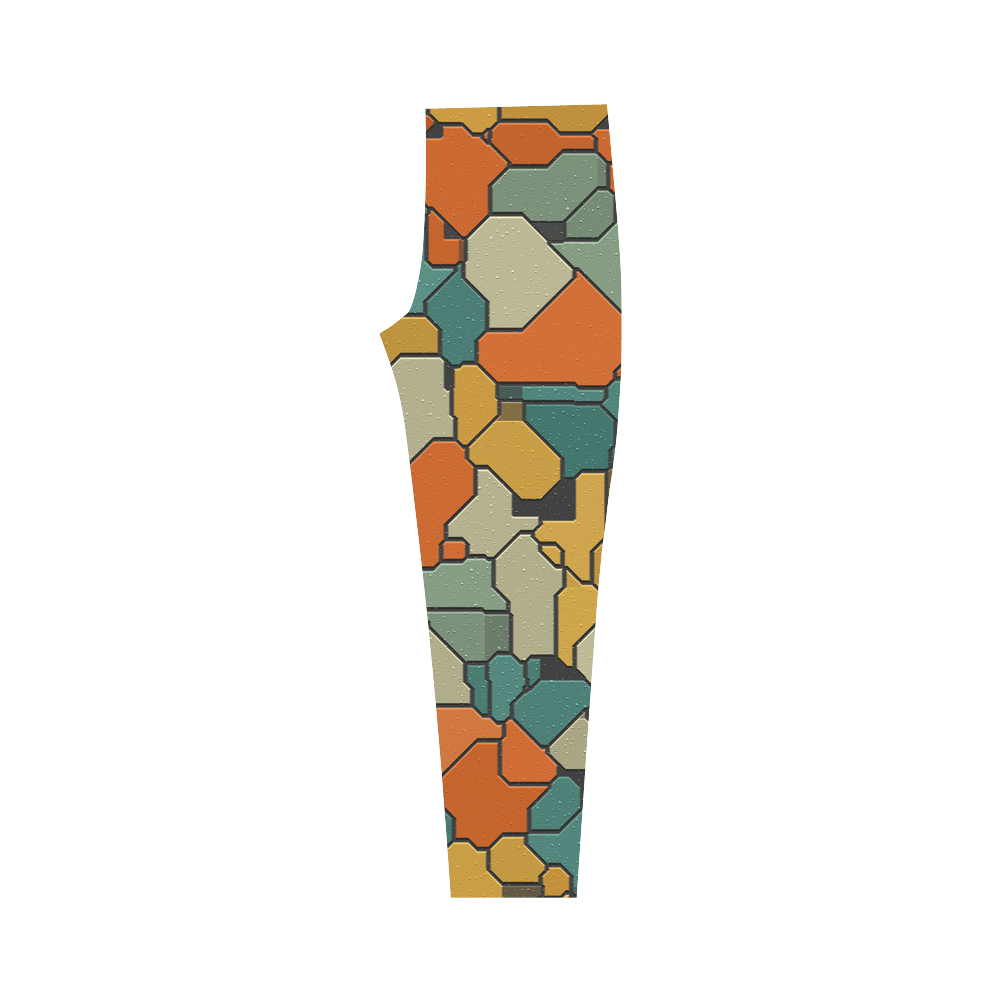 Textured retro shapes Capri Legging (Model L02)