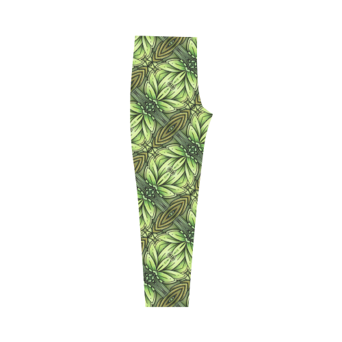 Mandy Green - Leaf Weave small foliage Capri Legging (Model L02)