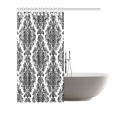 Black and White Damask Shower Curtain 66"x72"