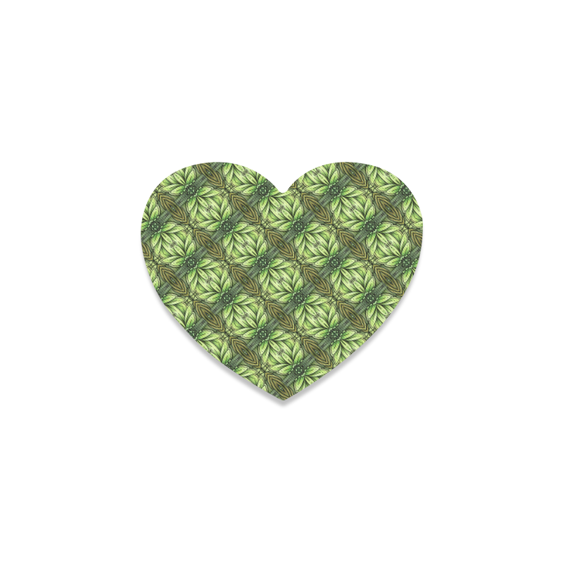 Mandy Green Leaf Weave small pattern Heart Coaster