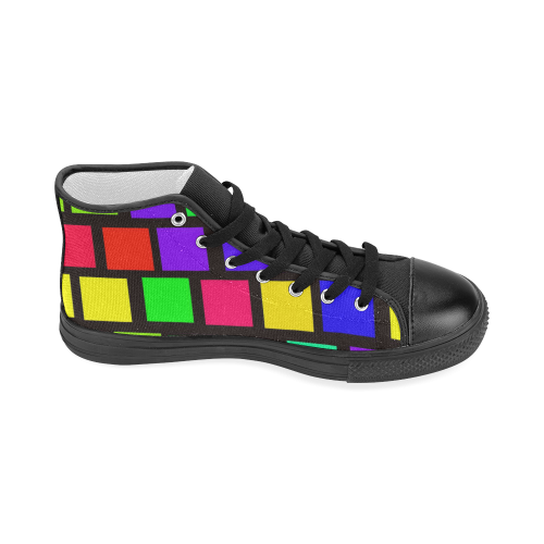 colorful checkered Women's Classic High Top Canvas Shoes (Model 017)