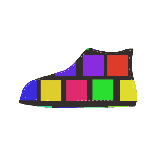 colorful checkered Women's Classic High Top Canvas Shoes (Model 017)