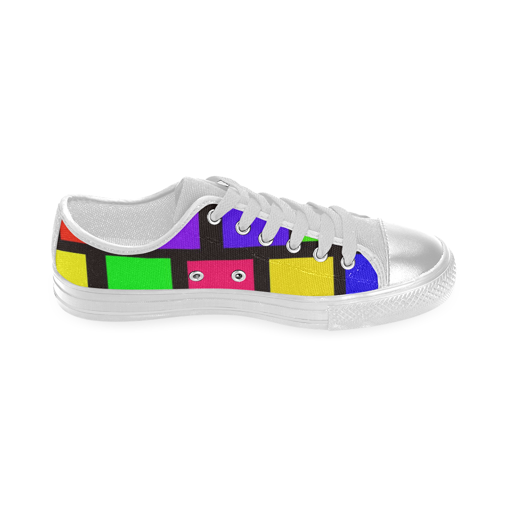 colorful checkered Women's Classic Canvas Shoes (Model 018)