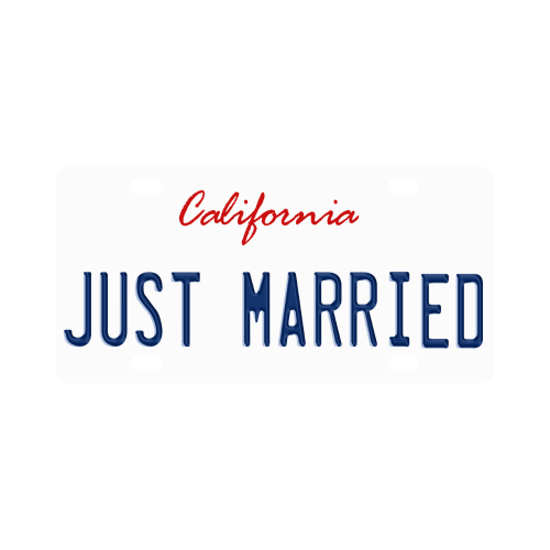 Just Married Retro California Classic License Plate
