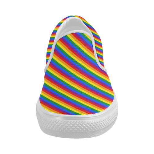 Gay Pride Rainbow Stripes Women's Slip-on Canvas Shoes (Model 019)