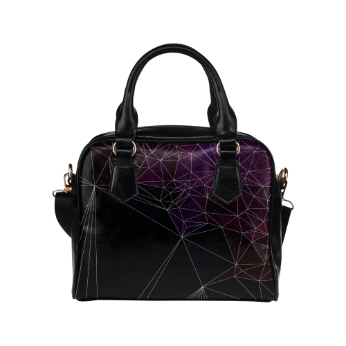 Polygons purple and black Shoulder Handbag (Model 1634)