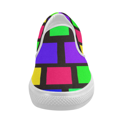 colorful checkered Women's Slip-on Canvas Shoes (Model 019)
