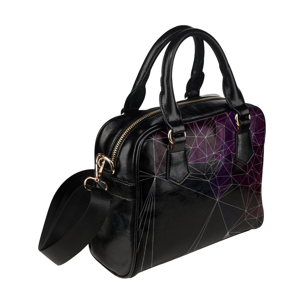 Polygons purple and black Shoulder Handbag (Model 1634)