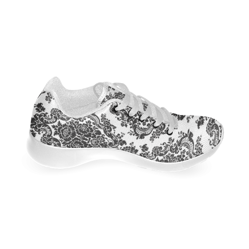 Black and White Damask Women’s Running Shoes (Model 020)