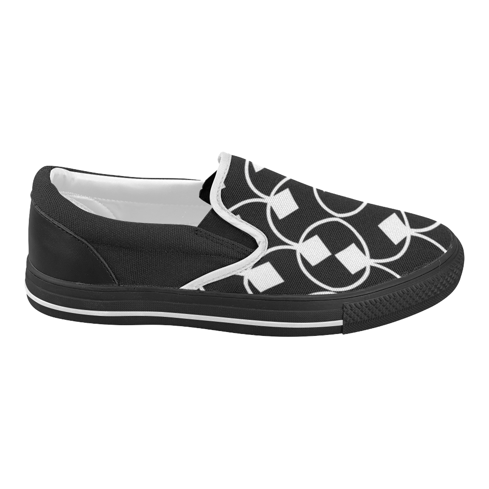 black and white Pattern 4416 Women's Slip-on Canvas Shoes (Model 019 ...