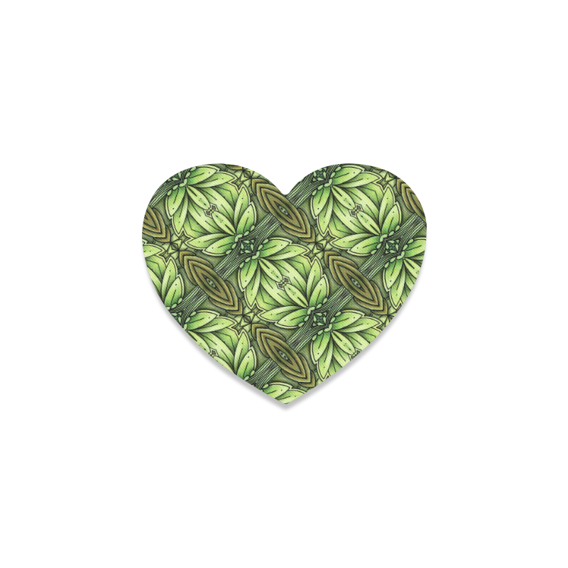 Mandy Green Leaf Weave big Heart Coaster