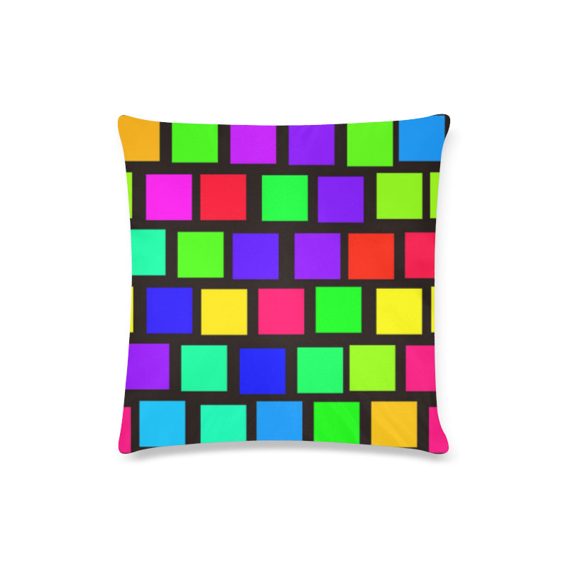 colorful checkered Custom Zippered Pillow Case 16"x16"(Twin Sides)