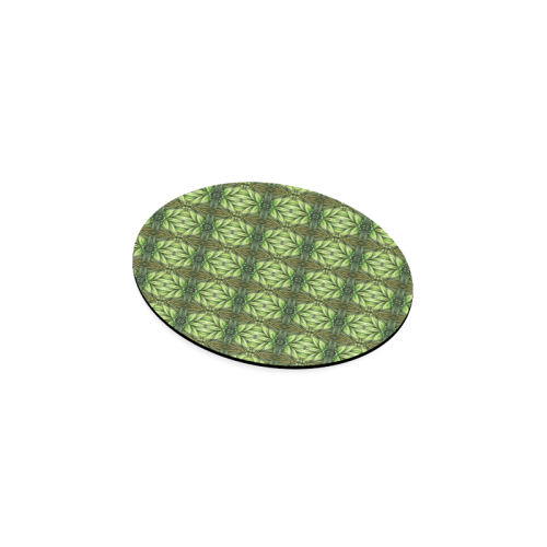Mandy Green Leaf Weave small pattern Round Coaster