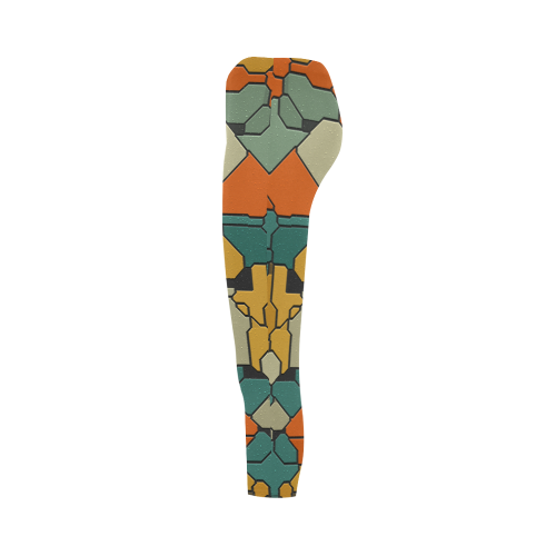 Textured retro shapes Capri Legging (Model L02)