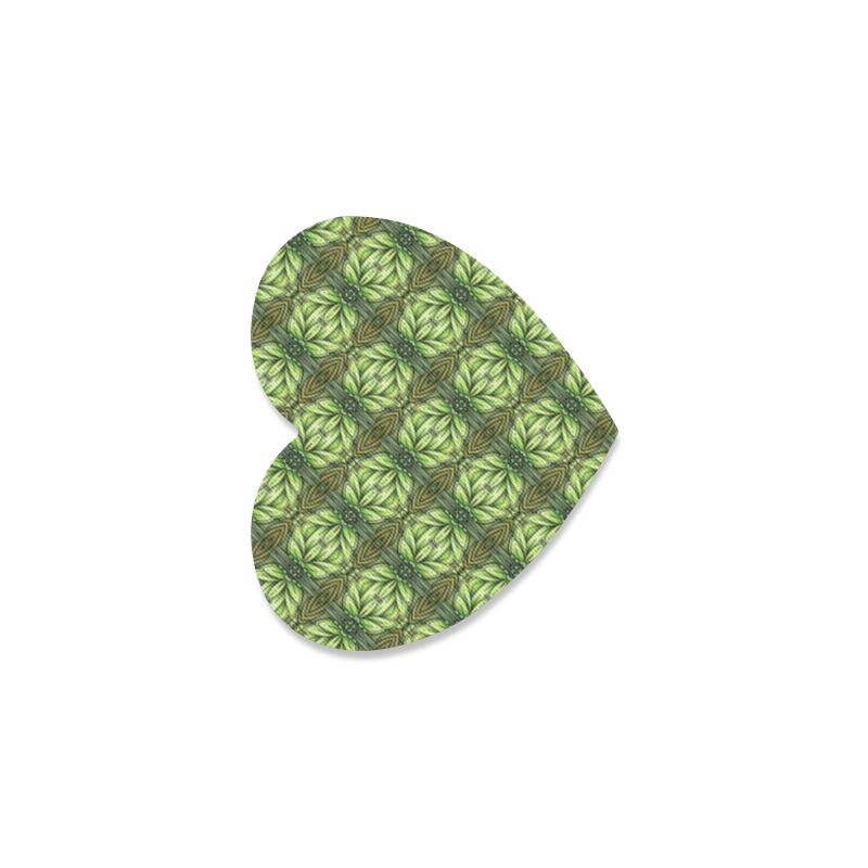Mandy Green Leaf Weave small pattern Heart Coaster