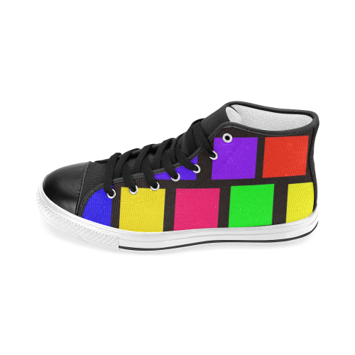 colorful checkered Women's Classic High Top Canvas Shoes (Model 017)