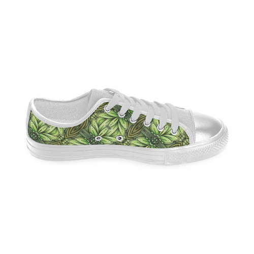 Mandy Green - Leaf Weave small foliage Women's Classic Canvas Shoes (Model 018)