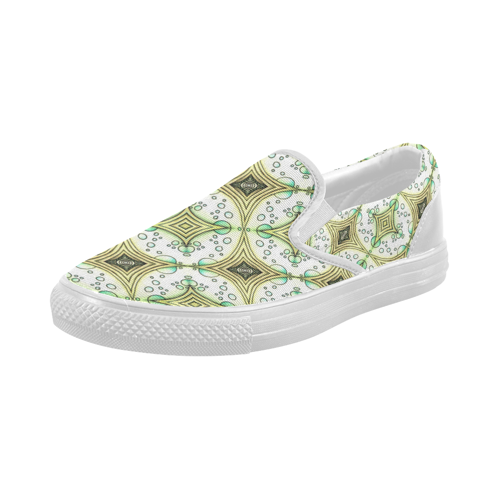 Mandy Green bubbles light Women's Slip-on Canvas Shoes (Model 019)