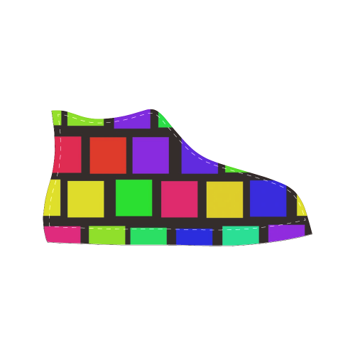 colorful checkered Women's Classic High Top Canvas Shoes (Model 017)