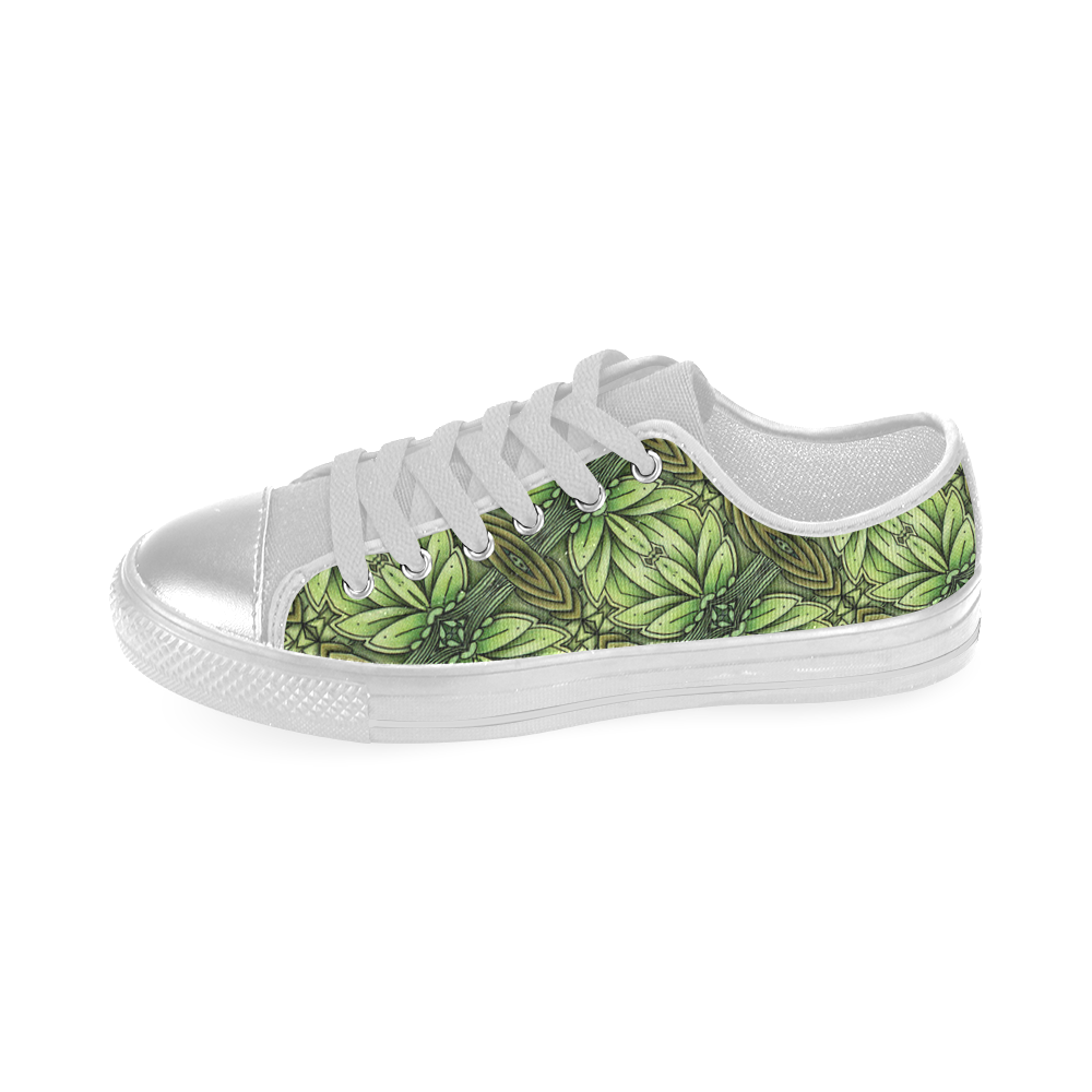 Mandy Green - Leaf Weave small foliage Women's Classic Canvas Shoes (Model 018)