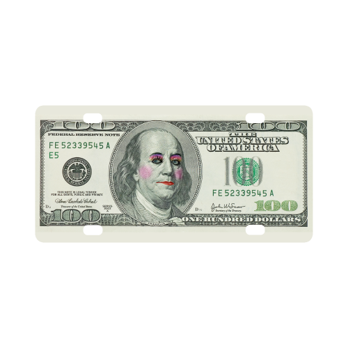 Funny Money in Drag $100 Banknote Classic License Plate