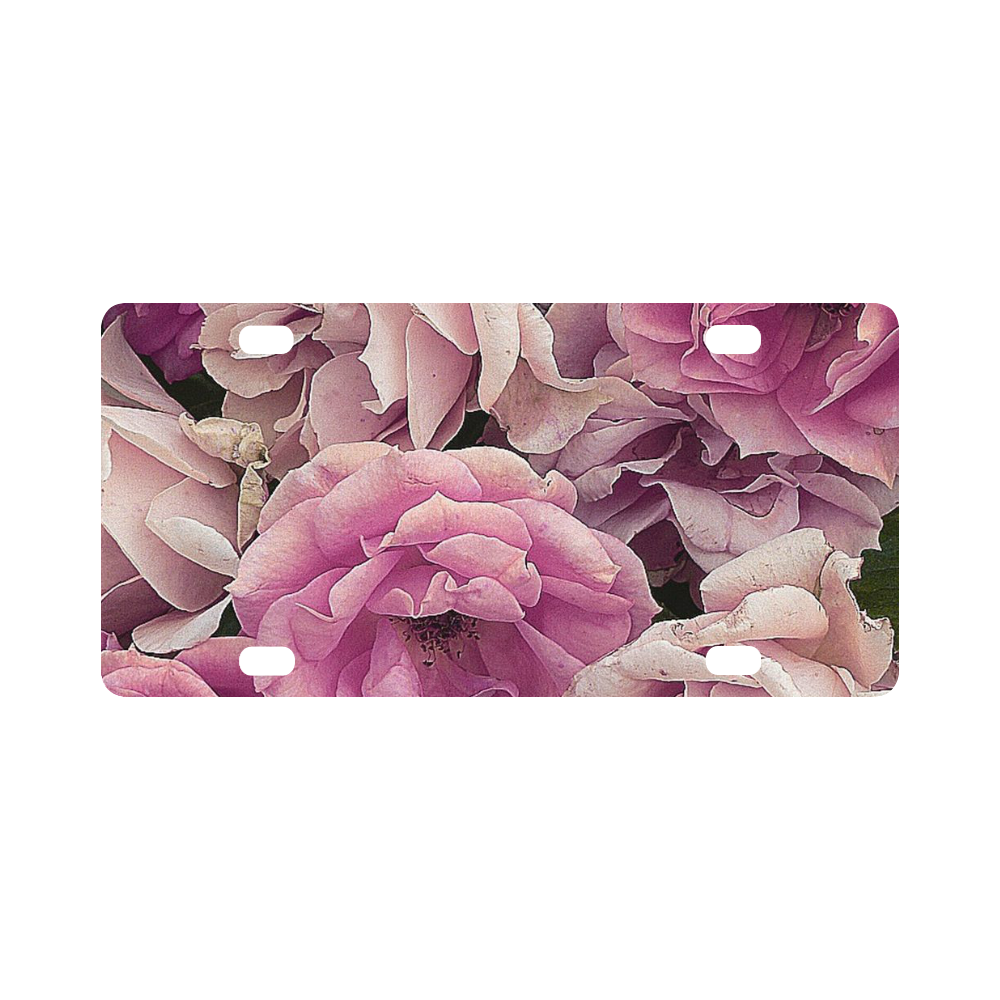 great garden roses pink Classic License Plate