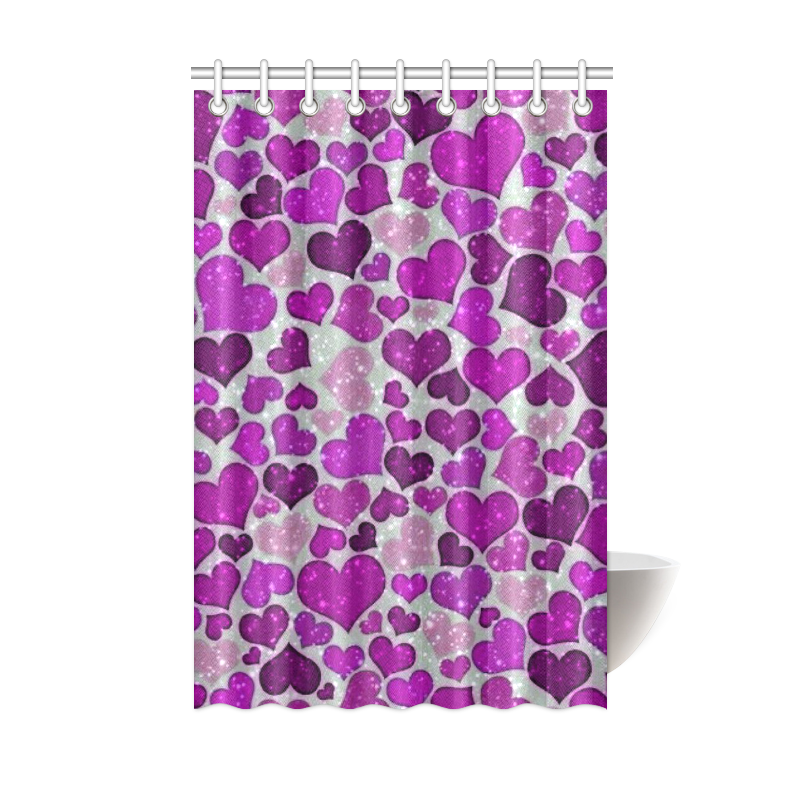 sparkling hearts purple Shower Curtain 48"x72"