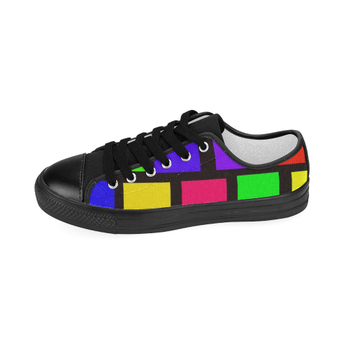 colorful checkered Women's Classic Canvas Shoes (Model 018)