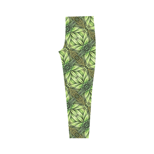 Mandy Green - Leaf Weave small foliage Capri Legging (Model L02)