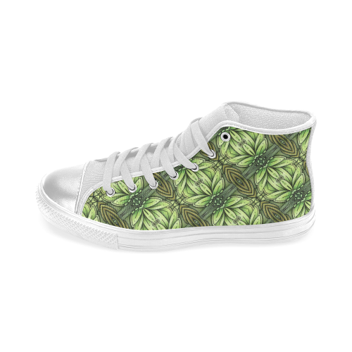 Mandy Green - Leaf Weave small foliage Women's Classic High Top Canvas Shoes (Model 017)