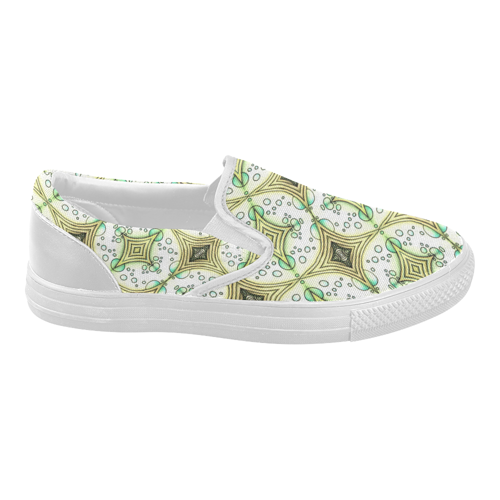 Mandy Green bubbles light Women's Slip-on Canvas Shoes (Model 019)