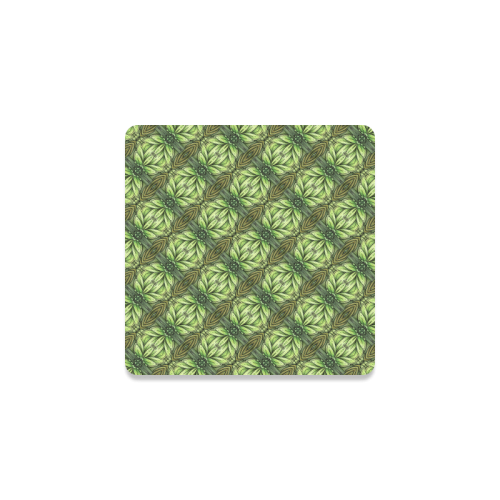 Mandy Green Leaf Weave small pattern Square Coaster