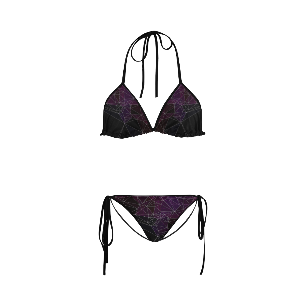 Polygons purple and black Custom Bikini Swimsuit